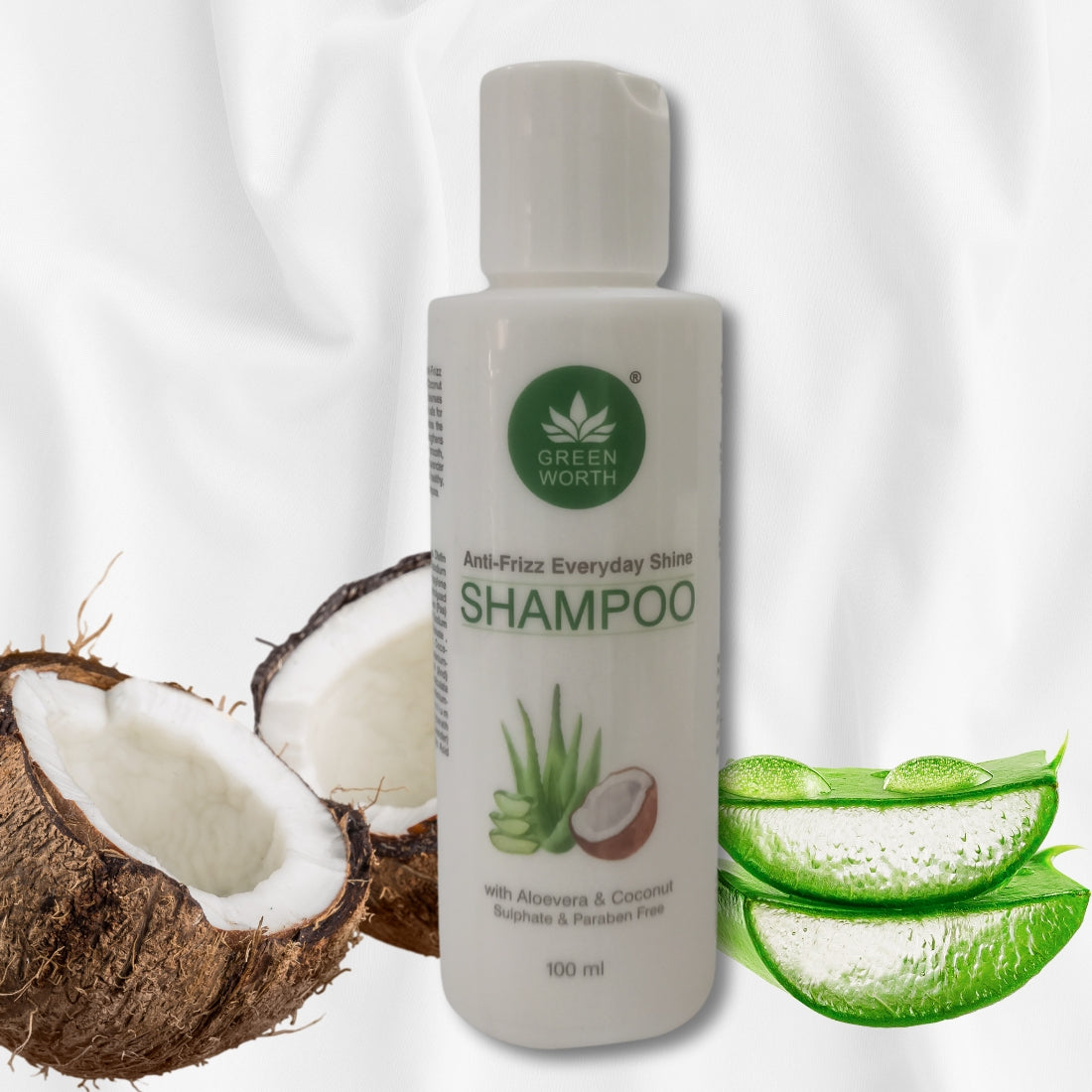 Green Worth Everyday Shine Anti-Frizz Shampoo for women and men | Sulphate Free | With Aloevera & Coconut | for dry damaged thin frizzy hair