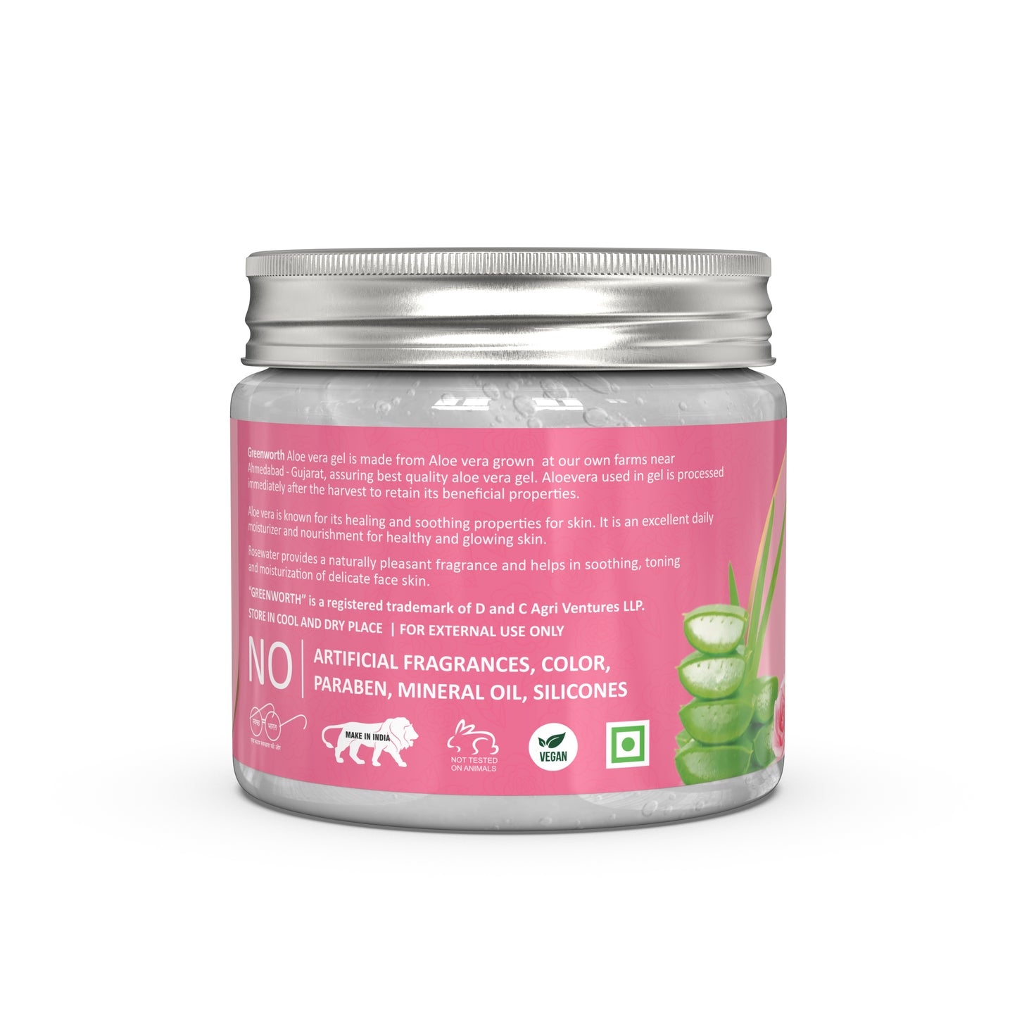 GREEN WORTH Rose Aloevera Gel : 200 GM | with Pro Vit B5, B3 and Vitamin E