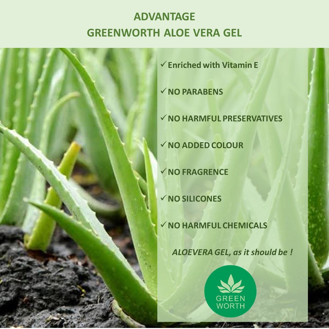 GREEN WORTH Pure Aloe Vera Gel 200 gm