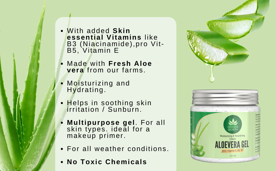 Pure Aloe Vera Gel with Pro Vit B5, B3 and Vitamin E