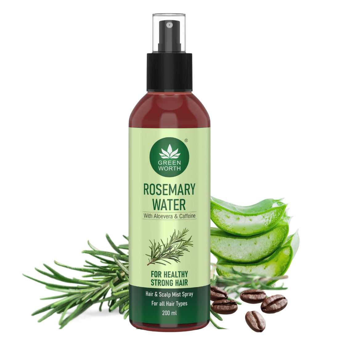 Greenworth Rosemary Water spray for Hair Growth | Goodness of Rosemary Aloe vera & caffiene  (200 ml